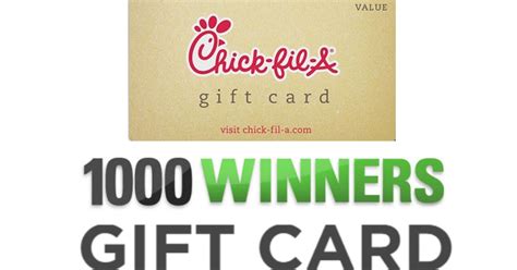 Chick Fil A Gift Card Instant Win Giveaway Winners Daily