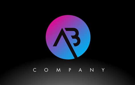 AB Letter Logo Design Icon With Purple Neon Blue Colors And Circular