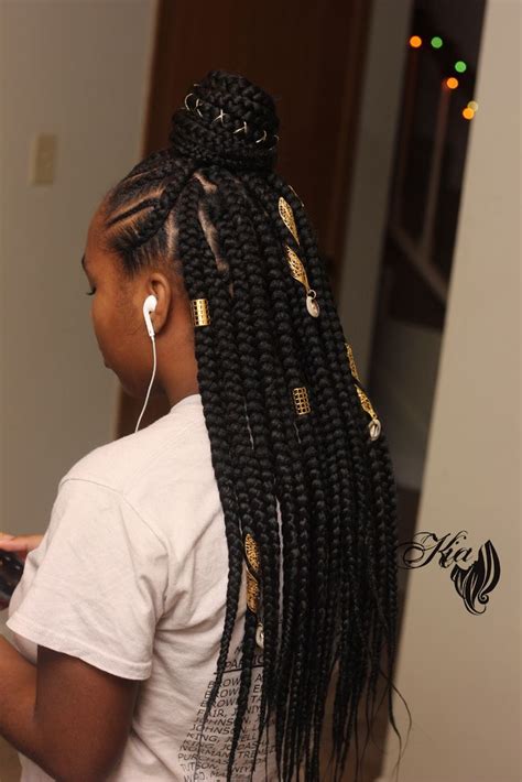 Half Up Half Down Feed In And Box Braids Crochet Hair Styles Beauty