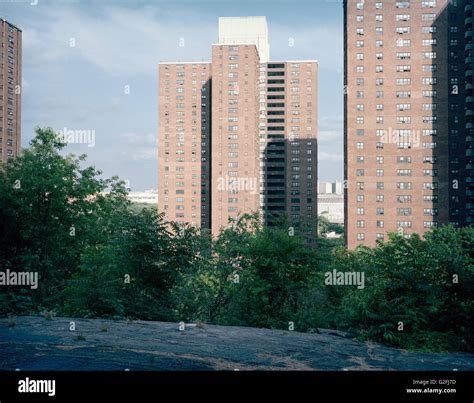 Low Income Apartment Buildings Manhattan New York City Usa Stock