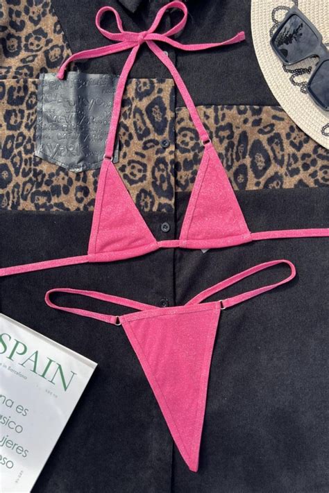 Pink Micro Thong Bikini Set Etsy