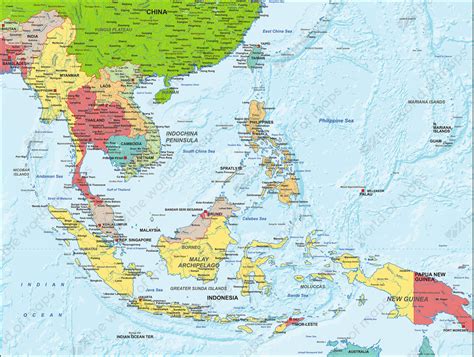 East And Southeast Asia Political Map Map