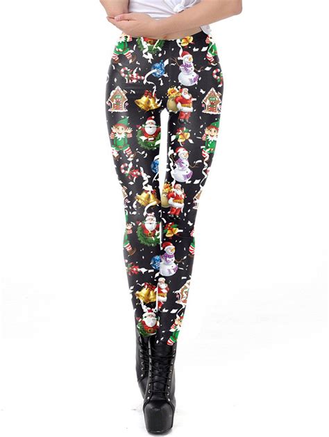 [60 Off] Womens Digital Print Ugly Christmas Stretched Leggings Tights Rosegal