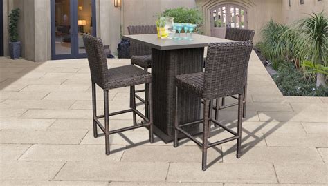Venice Pub Table Set With Barstools 5 Piece Outdoor Wicker Patio Furniture