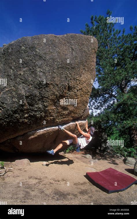 Rock Climber Bouldering Stock Photo Alamy