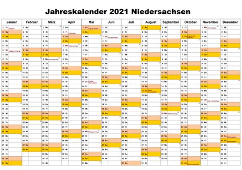 Ferien für niedersachsen 2021,2022 und weitere jahre. Jahreskalender 2021 Niedersachsen Schulferien | The Beste ...