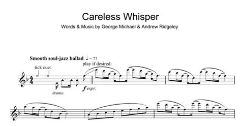 Careless Whisper Flute Solo Print Sheet Music Now