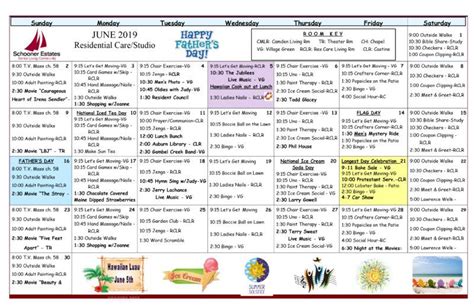 Activity Calendars Activities Activity Director Calendar Pages