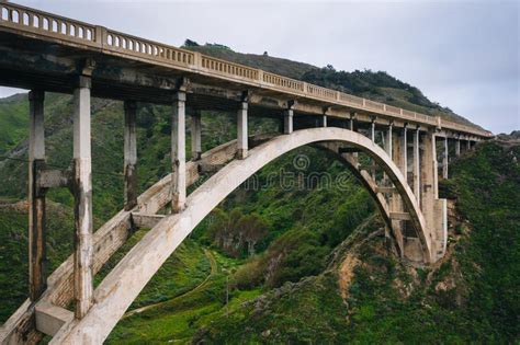 View Of The Rocky Creek Bridge In Big Sur California Stock Image
