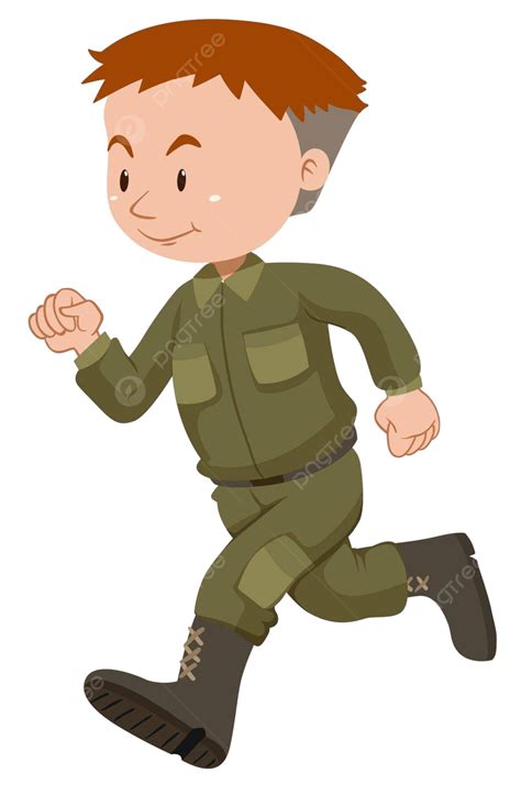 Soldier In Green Uniform Running Forces Object Path Vector Forces
