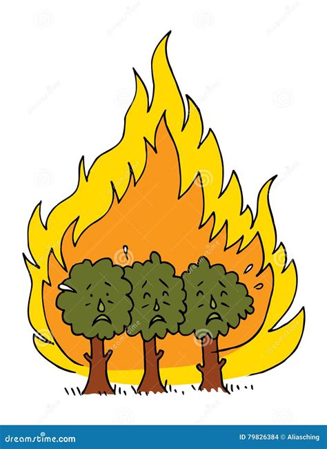 Forest Fire Burning Forest Vector Illustration Stock Vector