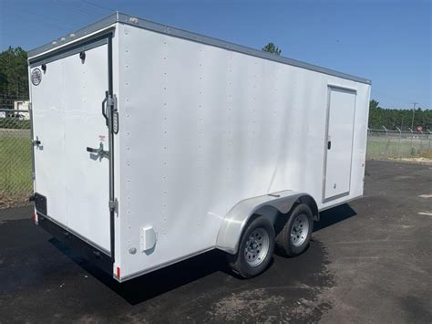 New 7x16 White Enclosed Rock Solid Cargo Trailer