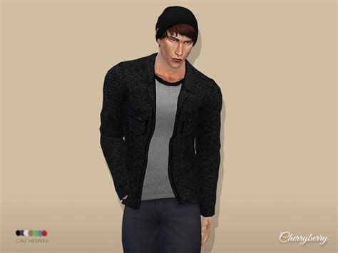 CherryBerrySim s Autumn jacket for men con imágenes Sims 4 Sims