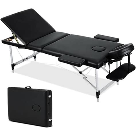 Table De Massage Pliante 3 Zones Cadre En Aluminium Noir Sac De Transport Cdiscount Santé