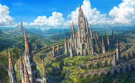 Fantasy City Cloud Castle Landscape Wallpaper Coolwallpapersme