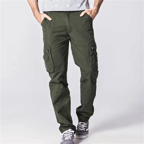 High Quality Mens Cargo Pants 2016 New Spring Brand Cotton100 Multi Pocket Solid Men Cargo