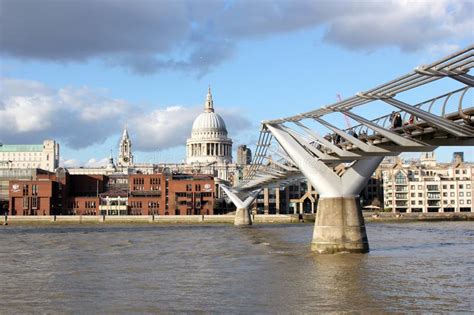 St Paul S Cathedral And Millenium Bridge In London Editorial