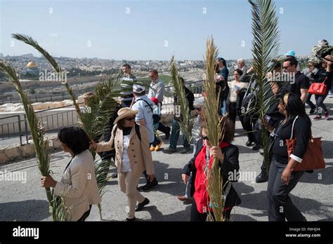 Palm Sunday Catholic Procession Mount Of Olives Jerusalem Israel