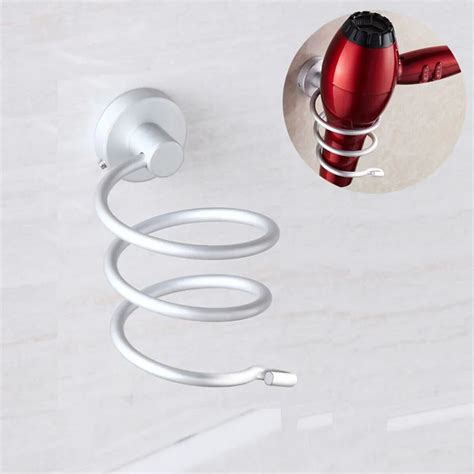 wall mounted hair dryer rack storage hairdryer support holder spiral stand rack space aluminum
