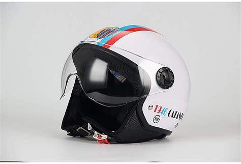 Demi Jet Motorcycle Helmet Domed Visor Bhr 801 Catania White For Sale