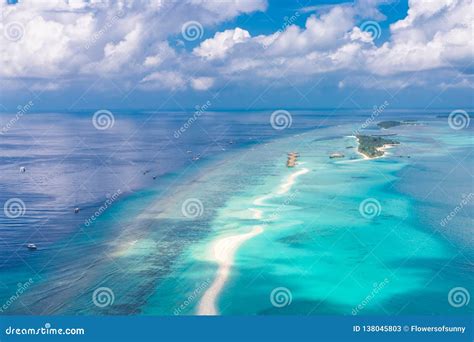 Panoramic Landscape Seascape Aerial View Over A Maldives Male Atoll