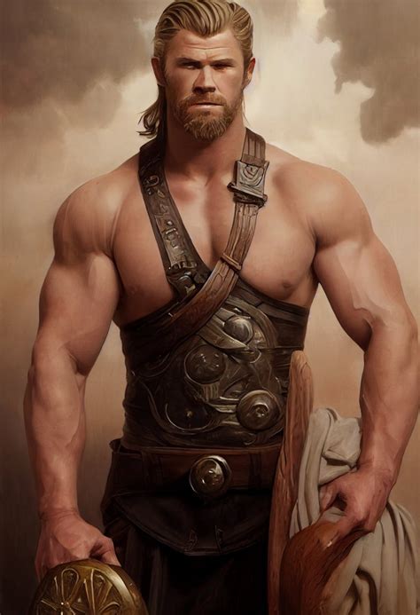 Rule 34 Actor Ai Generated Armor Celebrity Chris Hemsworth Gladiator Looking At Viewer Male