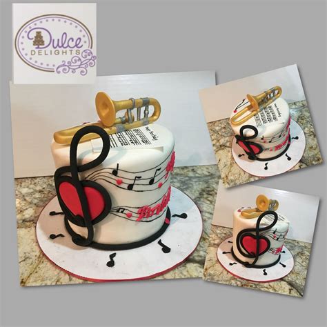 Musician Trombone Cake With Music Notes Dulce Delight Music Cakes Big