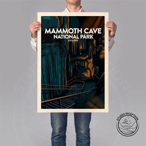 Mammoth Cave Poster National Park Travel Poster Kentucky Etsy