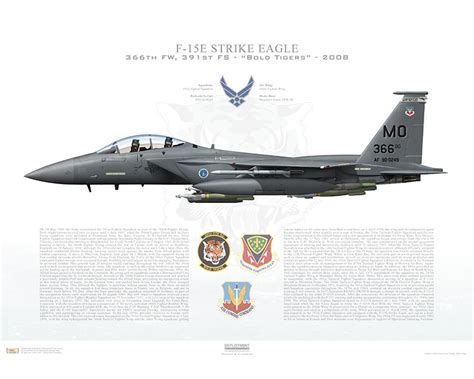 Aircraft Profile Print Of F 15e Strike Eagle 366th Fw 391st Fs Mo90