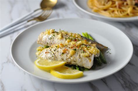 Pan Grilled Barramundi Fish With Lemon Garlic Butter Sauce Eat What