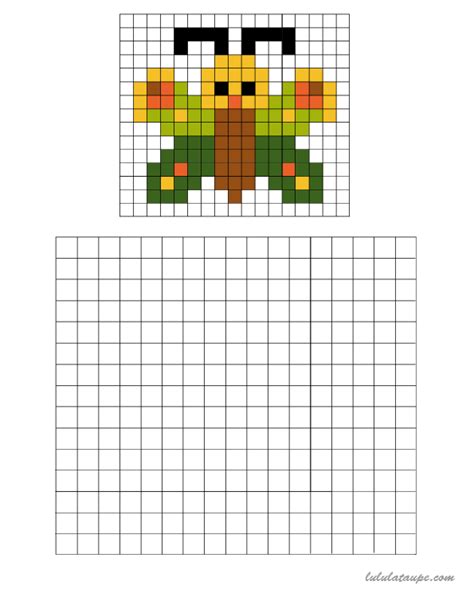 En voici à réaliser en, imprimez sur du papier a4 le modèle que vous souhaitez : Pixel art, un papillon à colorier sur une grille ...