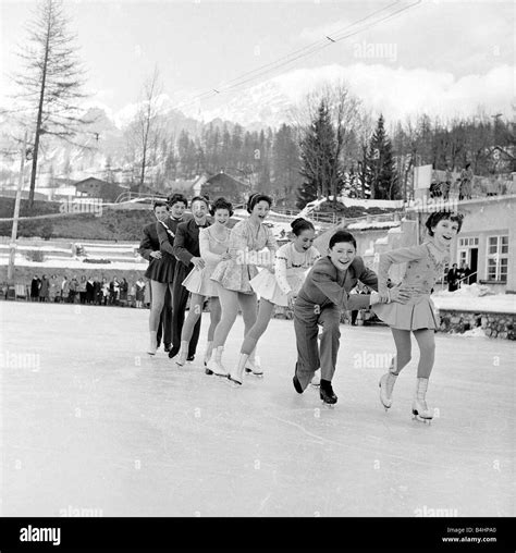 Winter Olympic Games 1956 Children Ice Skating Local Caption
