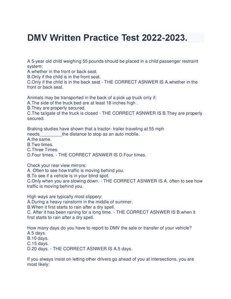 Dmv Written Practice Test 2024 Perle Brandice