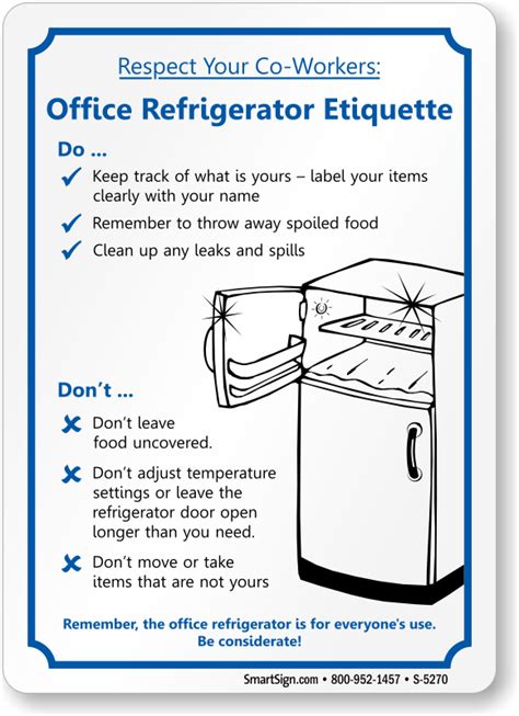 Office Refrigerator Etiquette Fridge Cleanup Sign Sku S