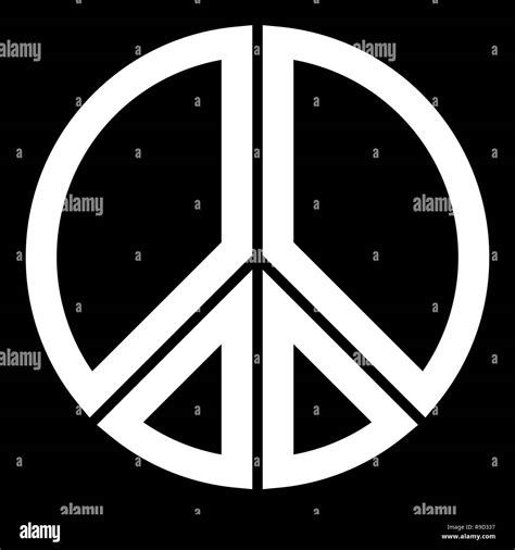 Peace Symbol Icon White Simple Segmented Outlined Shapes Isolated
