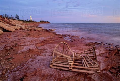 Point Prim Lighthouse And Old Lobster Trap Sunset Prince Edward