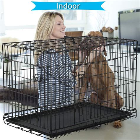 Buy Dog Crate For Large Medium Dogs Folding Dog Kennel Cage With