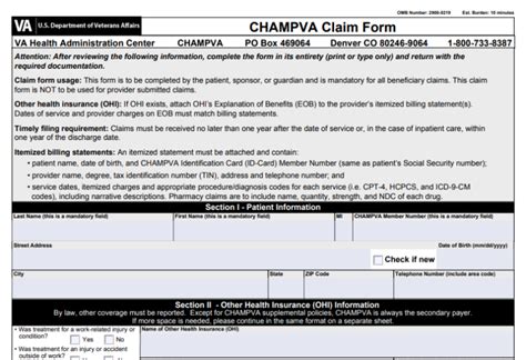 Champva Fillable Claim Form Printable Forms Free Online