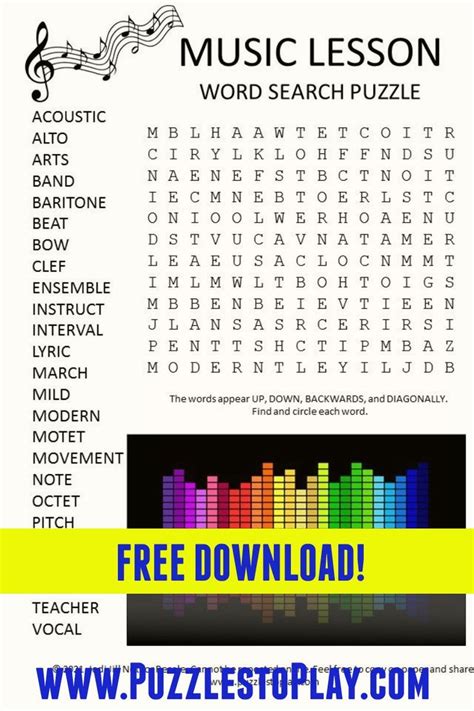 Music Lesson Word Search Puzzle Music Lessons Word Search Puzzle Lesson