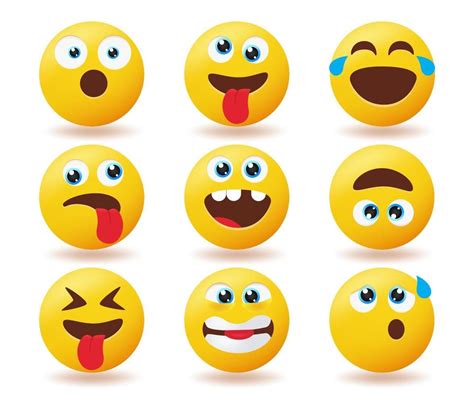 Emoji Emoticons Reaction Vector Set Emoticons Icon Characters With