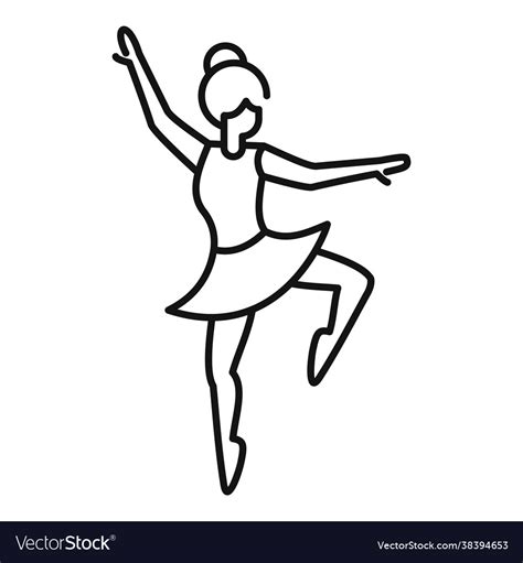 Ballerina Stage Icon Outline Ballet Dancer Vector Image
