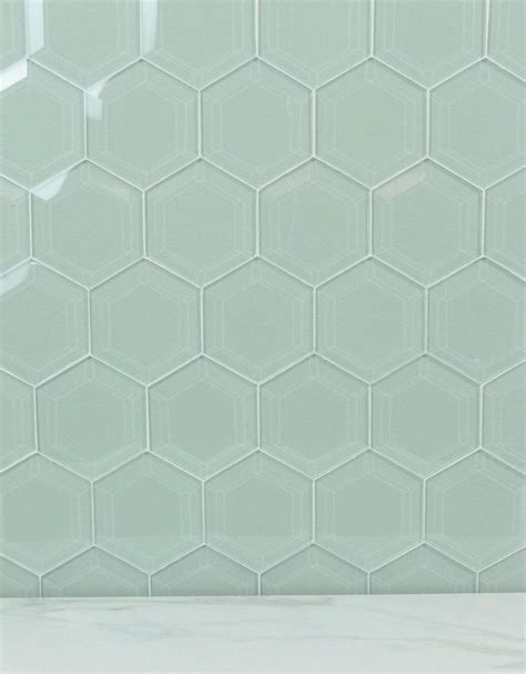 Liberated Lime 4 Beveled Hexagon Glass Tile Oasis Tile