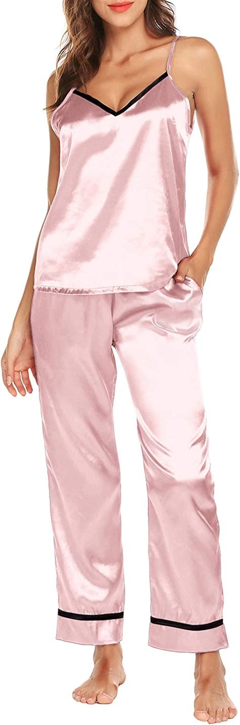 Pijamas Para Mujer Conjuntos De Satén Seda Damas Pijamas De Lujo Rosa