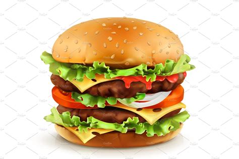 Big Burger Double Burger Vector ~ Icons ~ Creative Market
