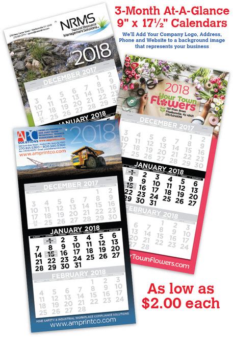 2018 Wall Calendar 3 Month At A Glance Apc Solutions American