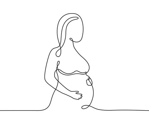 Pregnant Woman Continuous Art Line One Drawing Pregnancy Woman Expectant Mother Single