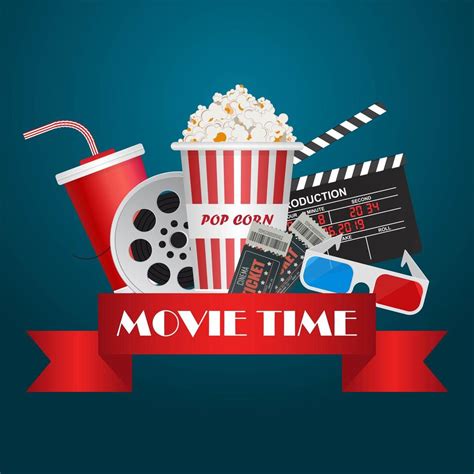Movie time poster with cinema elements and banner 1214284 Vector Art at