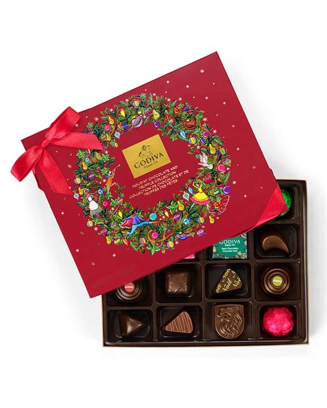 + treat someone really special with this decadent organic marzipan and orange liqueur chocolate & coffee gift box from traidcraft. Godiva Chocolatier 16-Piece Holiday Chocolate Gift Box ...