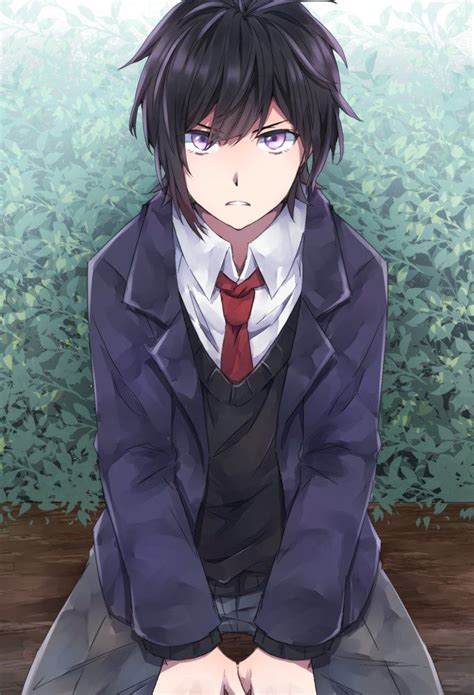 Anime Boy With Black Hair And Purple Eyes Quaebella