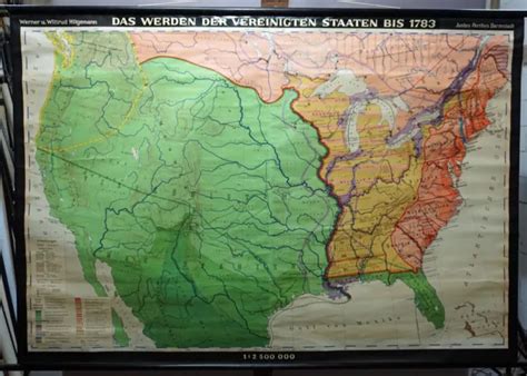 Vintage Map Rollable History Wall Chart Emergence Of The United States